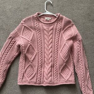 Madewell Pink Cable Knit Sweater